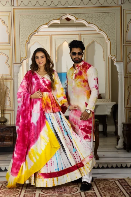 Multi Colour Cotton Couple Lehanga Angrakha Choli