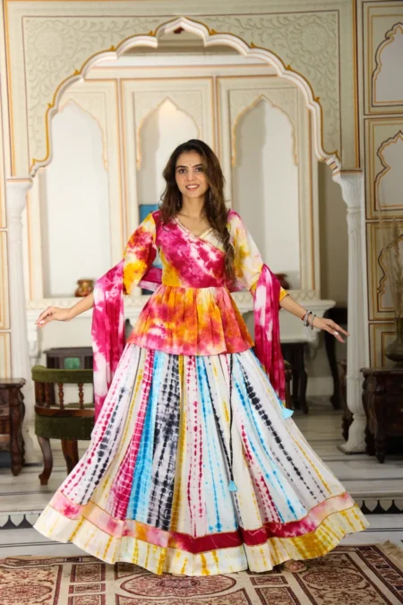 Multi Colour Cotton Lehanga Angrakha Choli