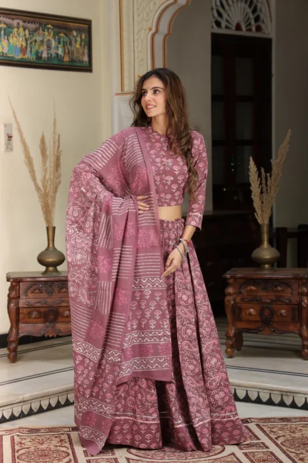 Bagru Dabu Print Cotton Lehanga Choli