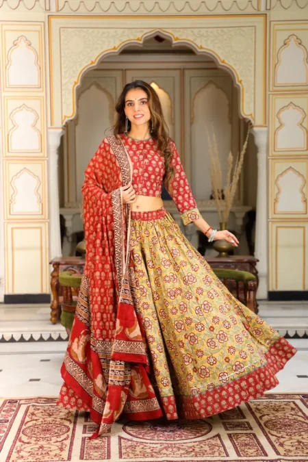 Bagru Hand Block Print Cotton Lehanga Choli