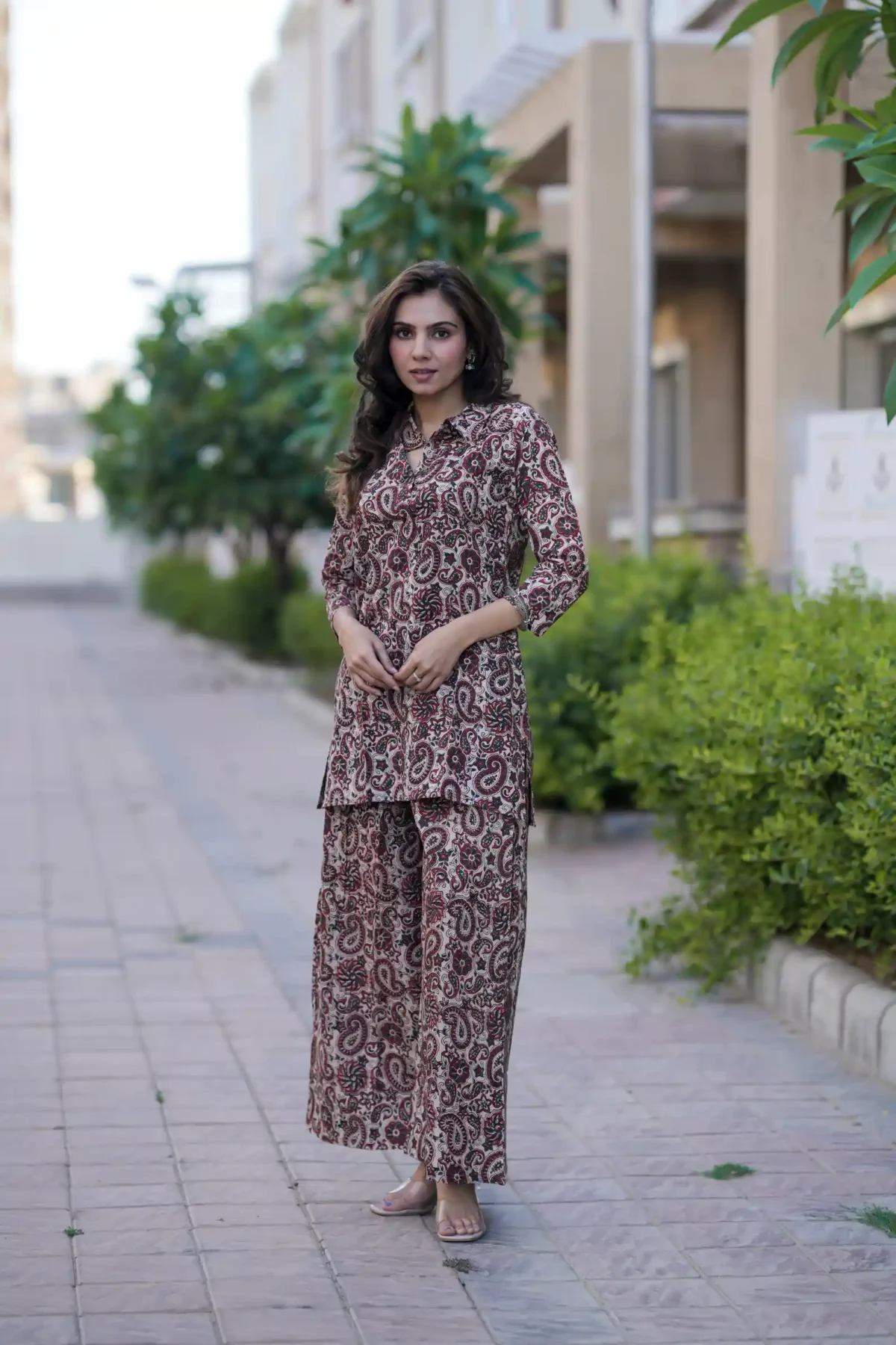 Kalamkari Handblock Print Cotton Kurti Plaazo - Image 3