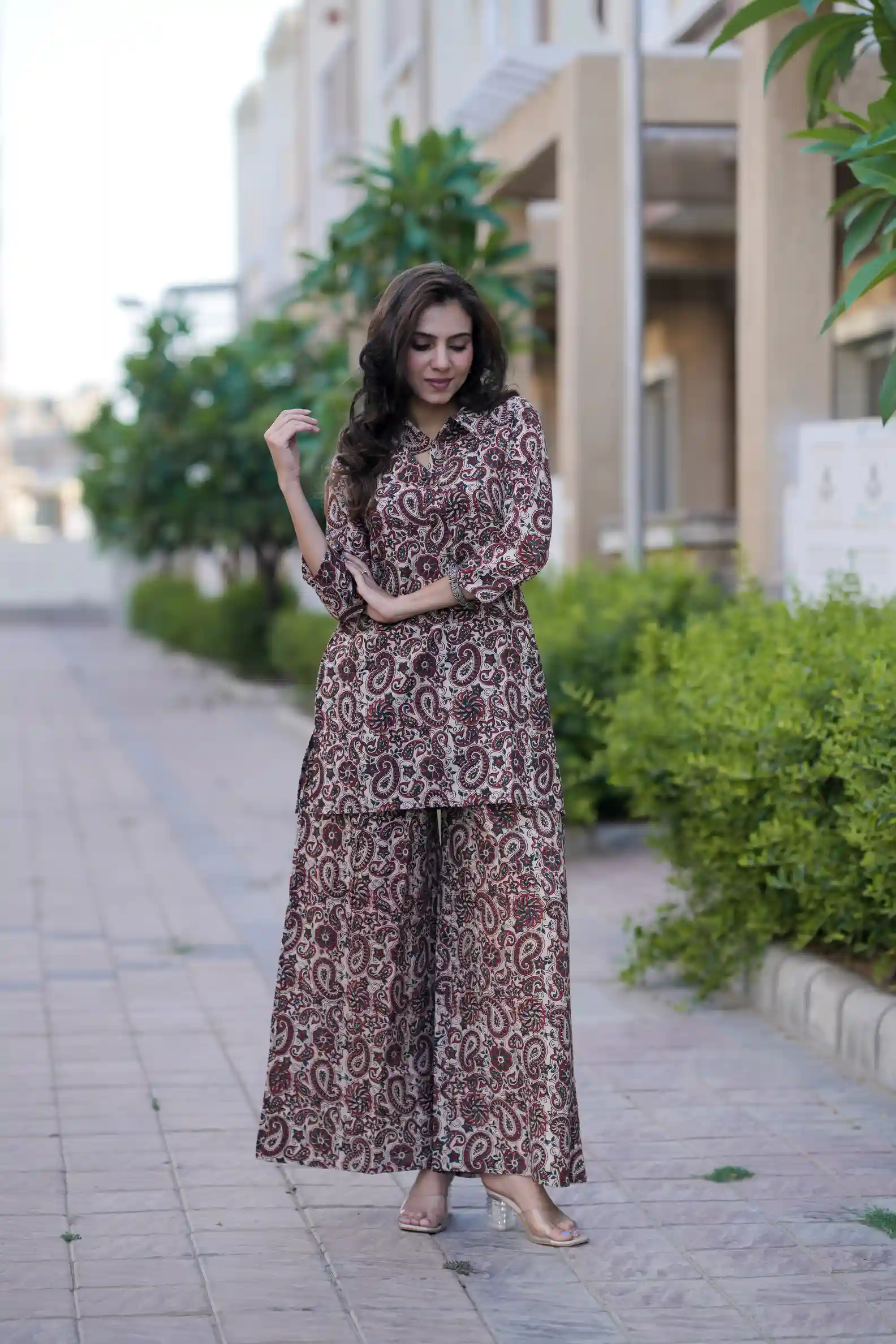 Kalamkari Handblock Print Cotton Kurti Plaazo