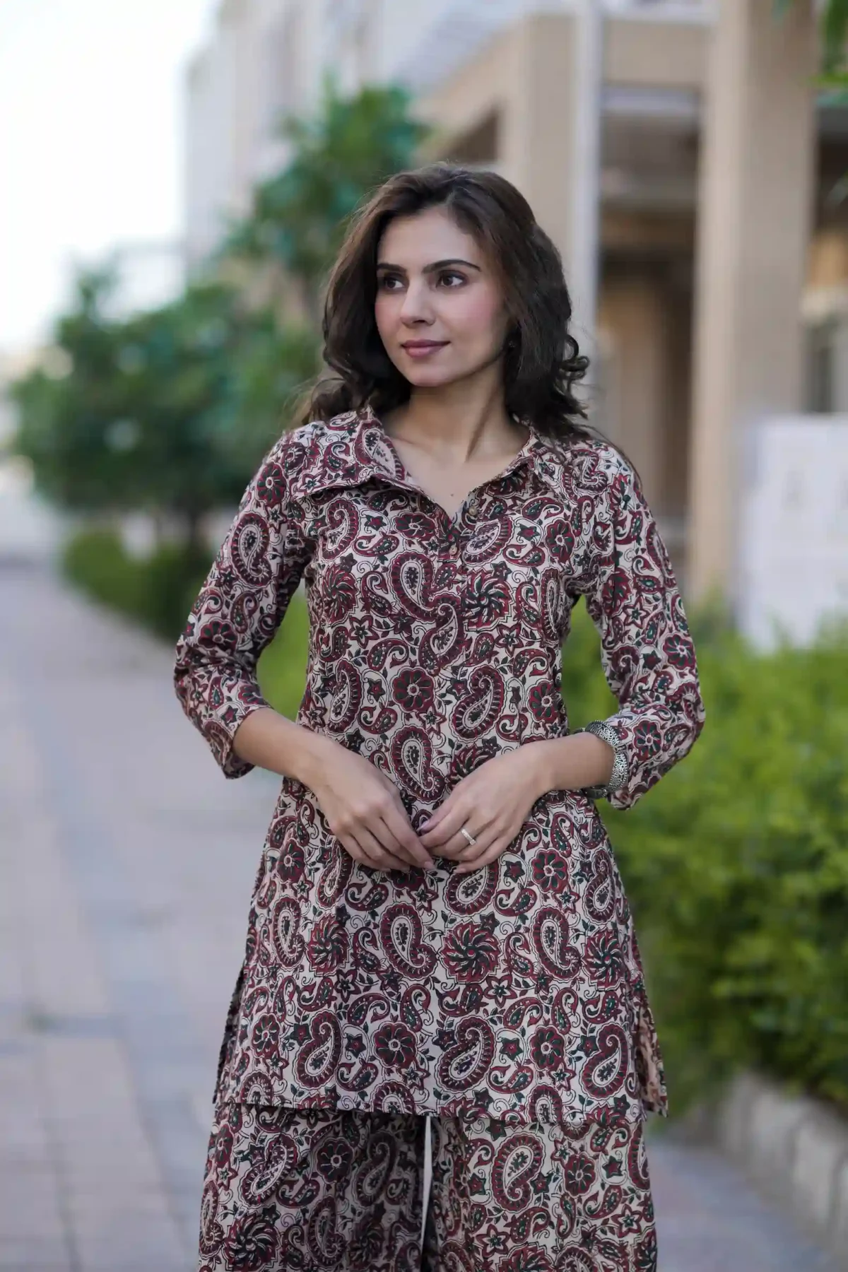 Kalamkari Handblock Print Cotton Kurti Plaazo - Image 2
