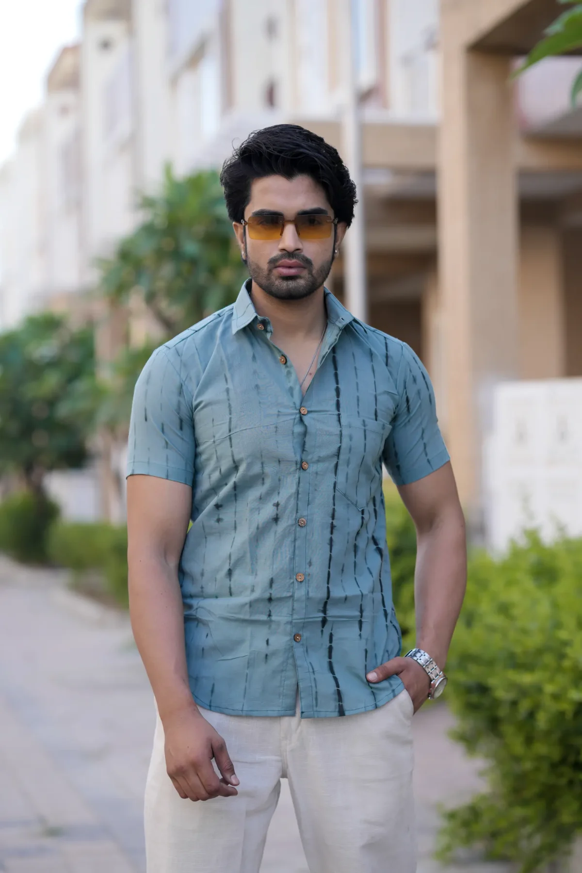 Tie Dye Print Cotton Half Sleeve Shirt - Image 3