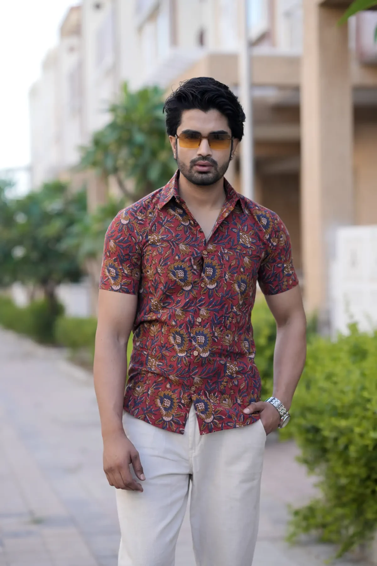 Kalamkari Print Cotton Half Sleeve Shirt - Image 2