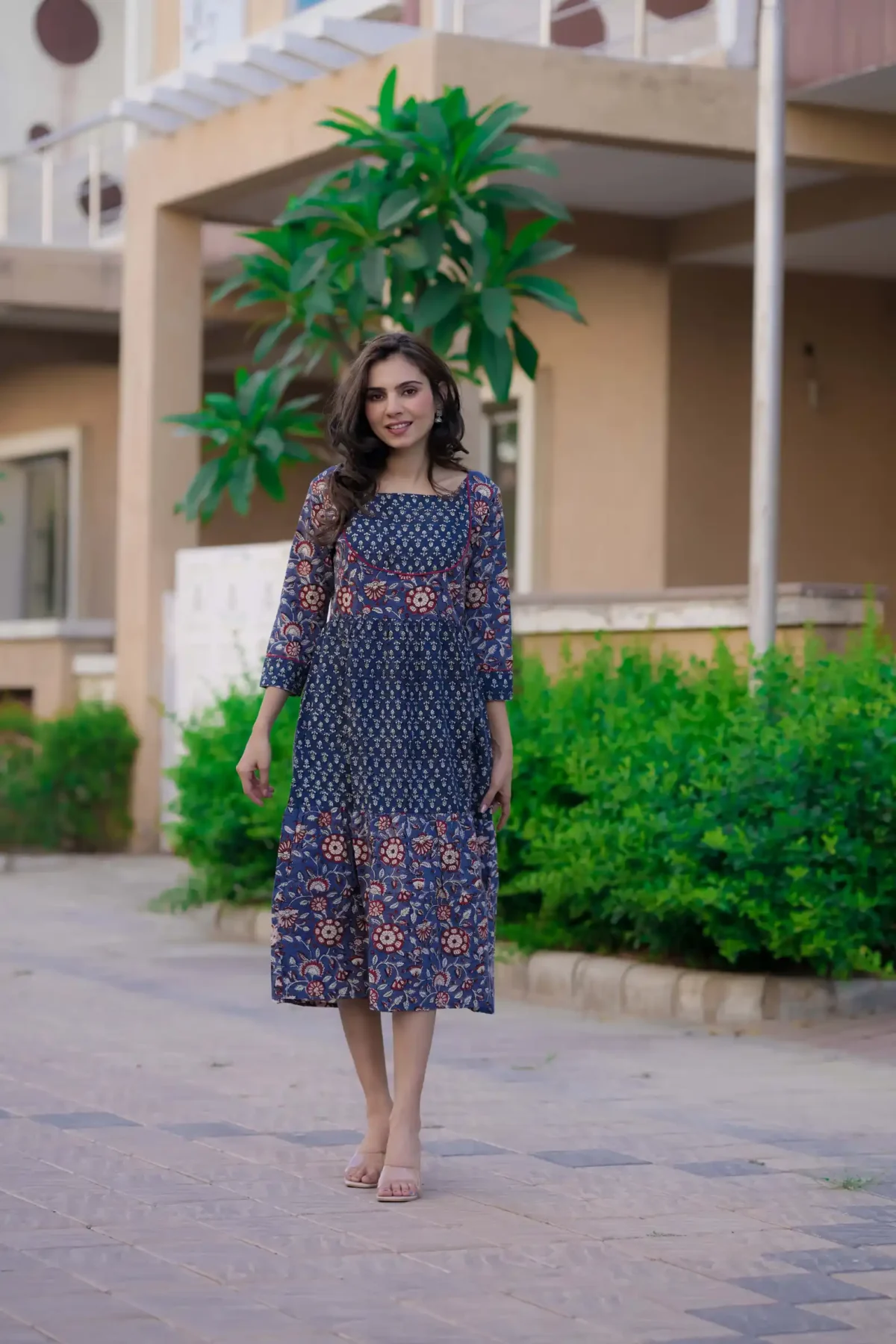 Blue Bagru Print Cotton Kurti ( Tunic ) - Image 3