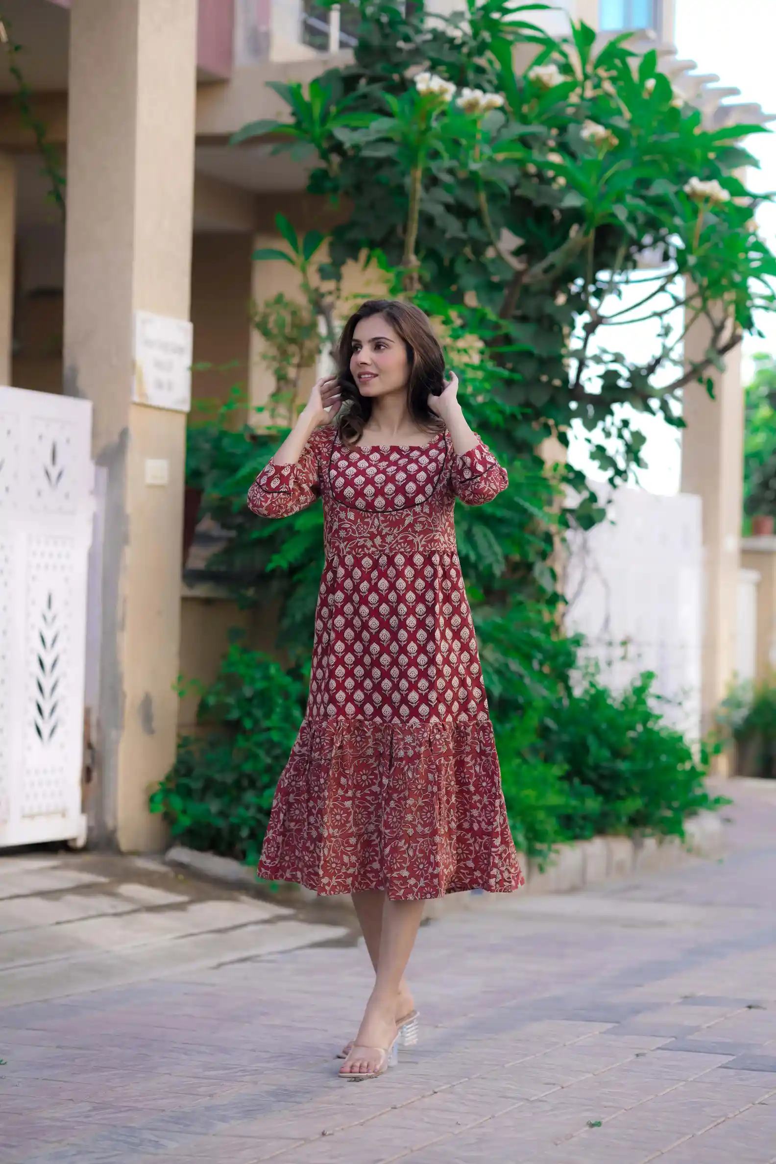 Red Bagru Print Cotton Kurti ( Tunic )
