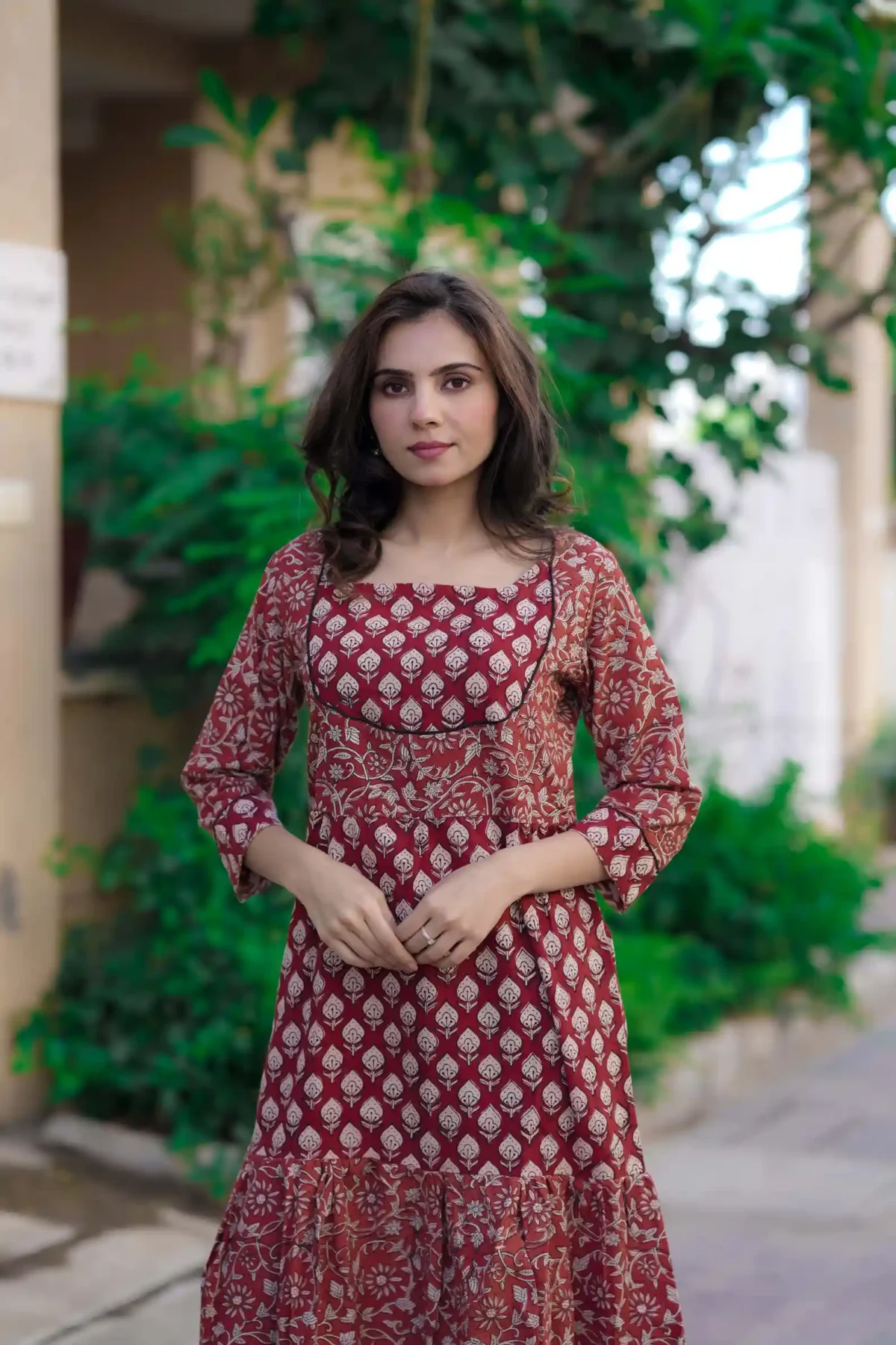 Red Bagru Print Cotton Kurti ( Tunic ) - Image 2