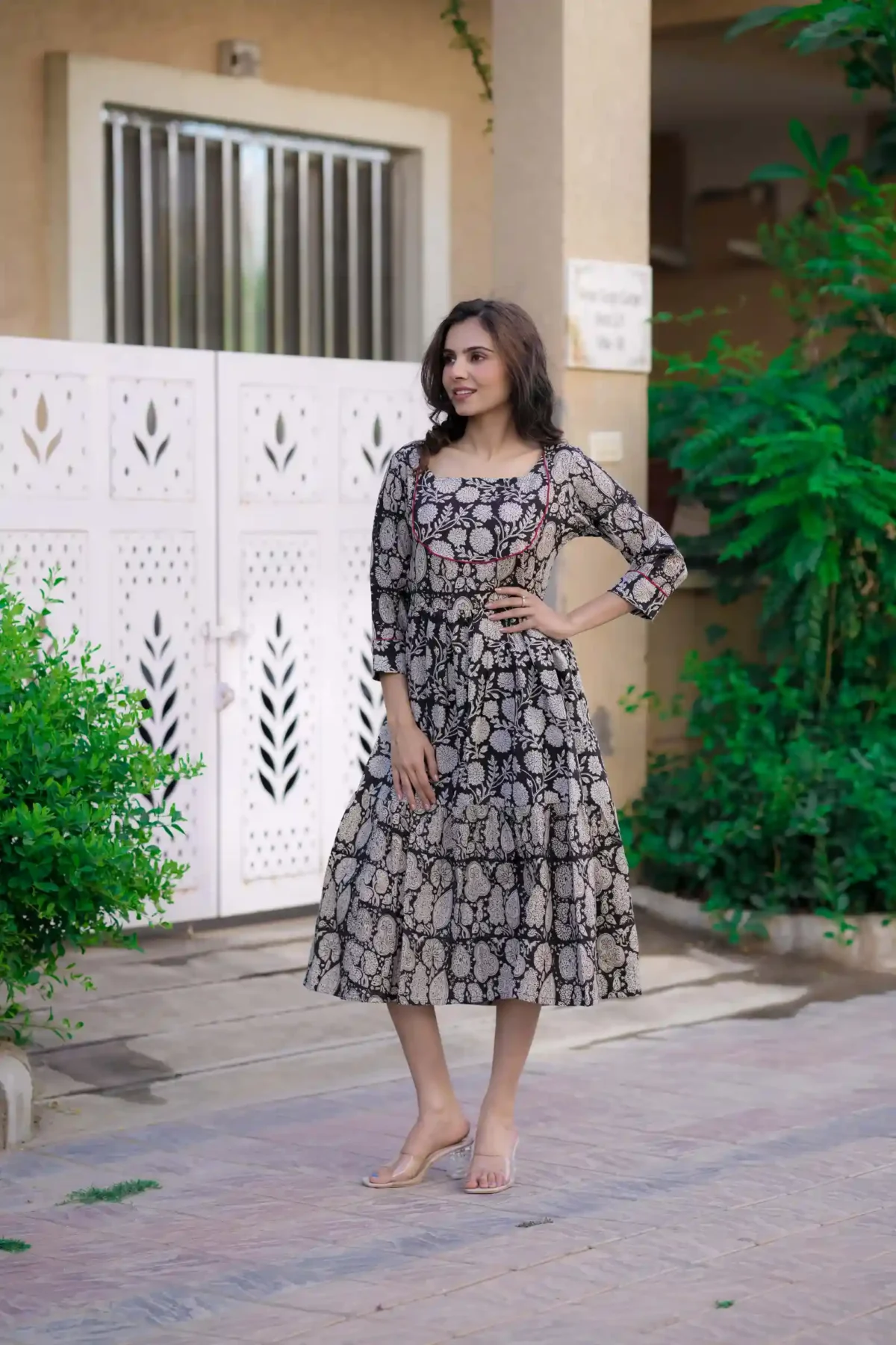 Black Bagru Print Cotton Kurti ( Tunic )