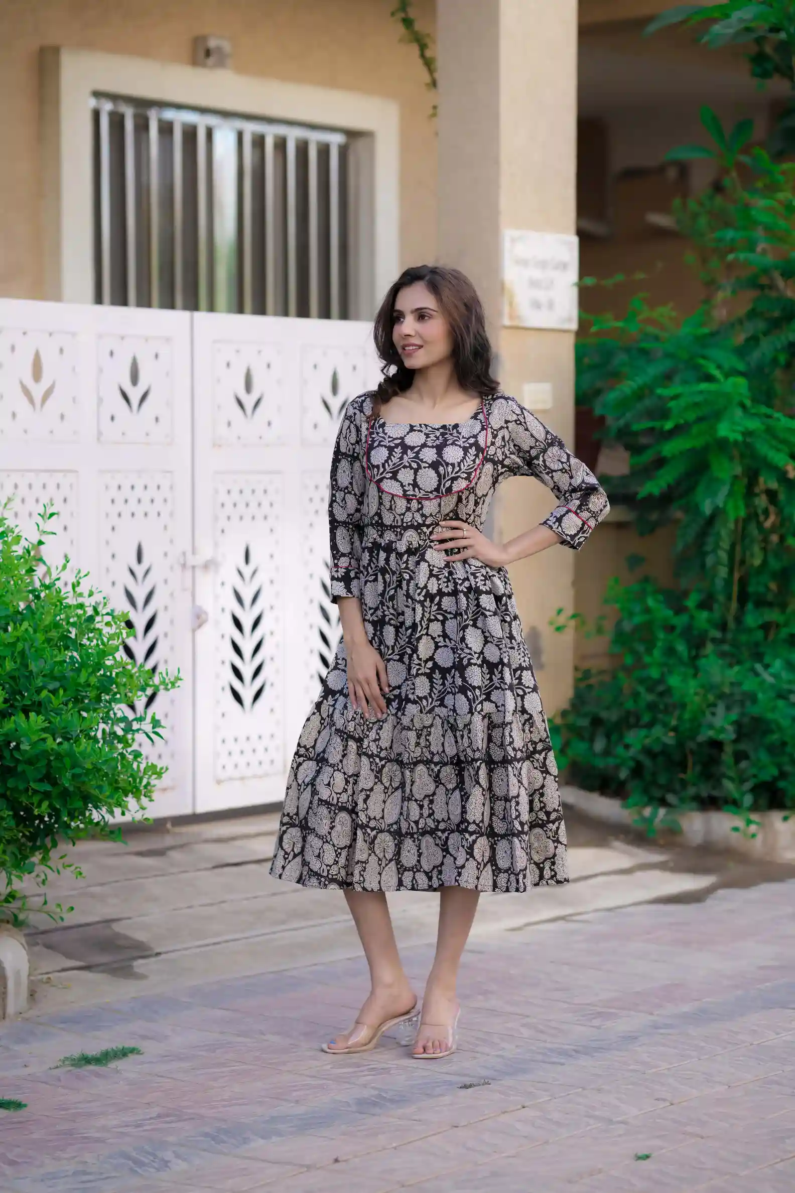 Black Bagru Print Cotton Kurti ( Tunic )