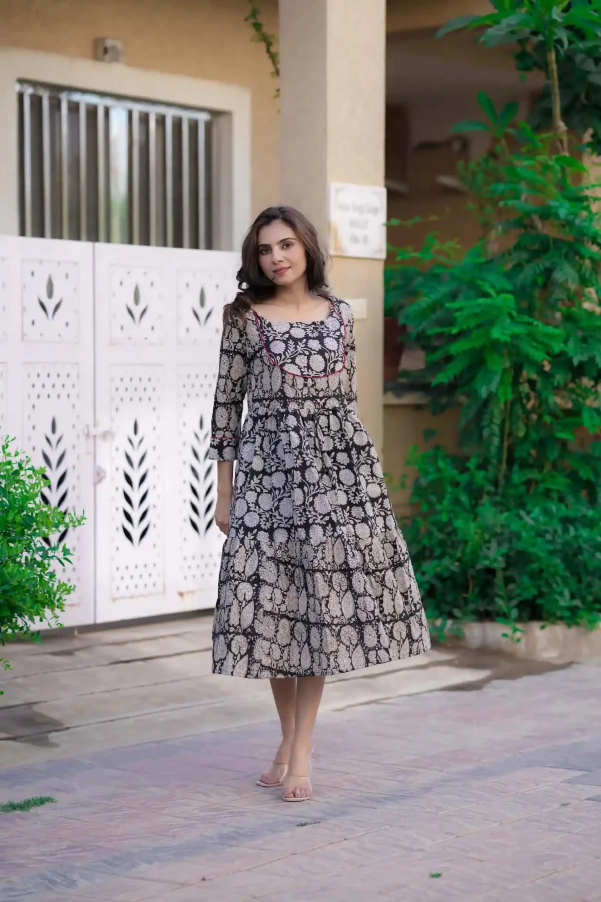Black Bagru Print Cotton Kurti ( Tunic ) - Image 3