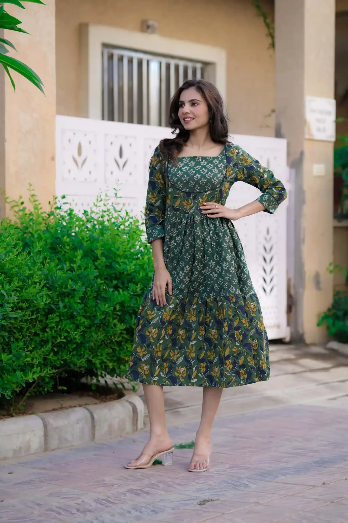 Green Bagru Print Cotton Kurti ( Tunic ) - Image 3