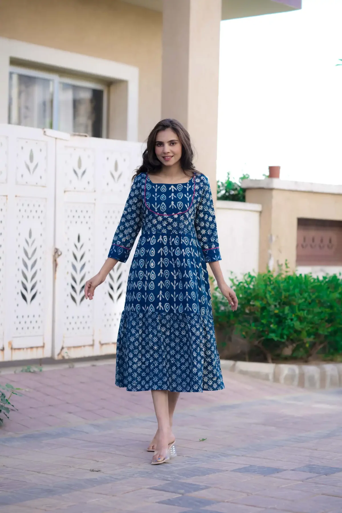Indigo Bagru Print Cotton Kurti ( Tunic ) - Image 3