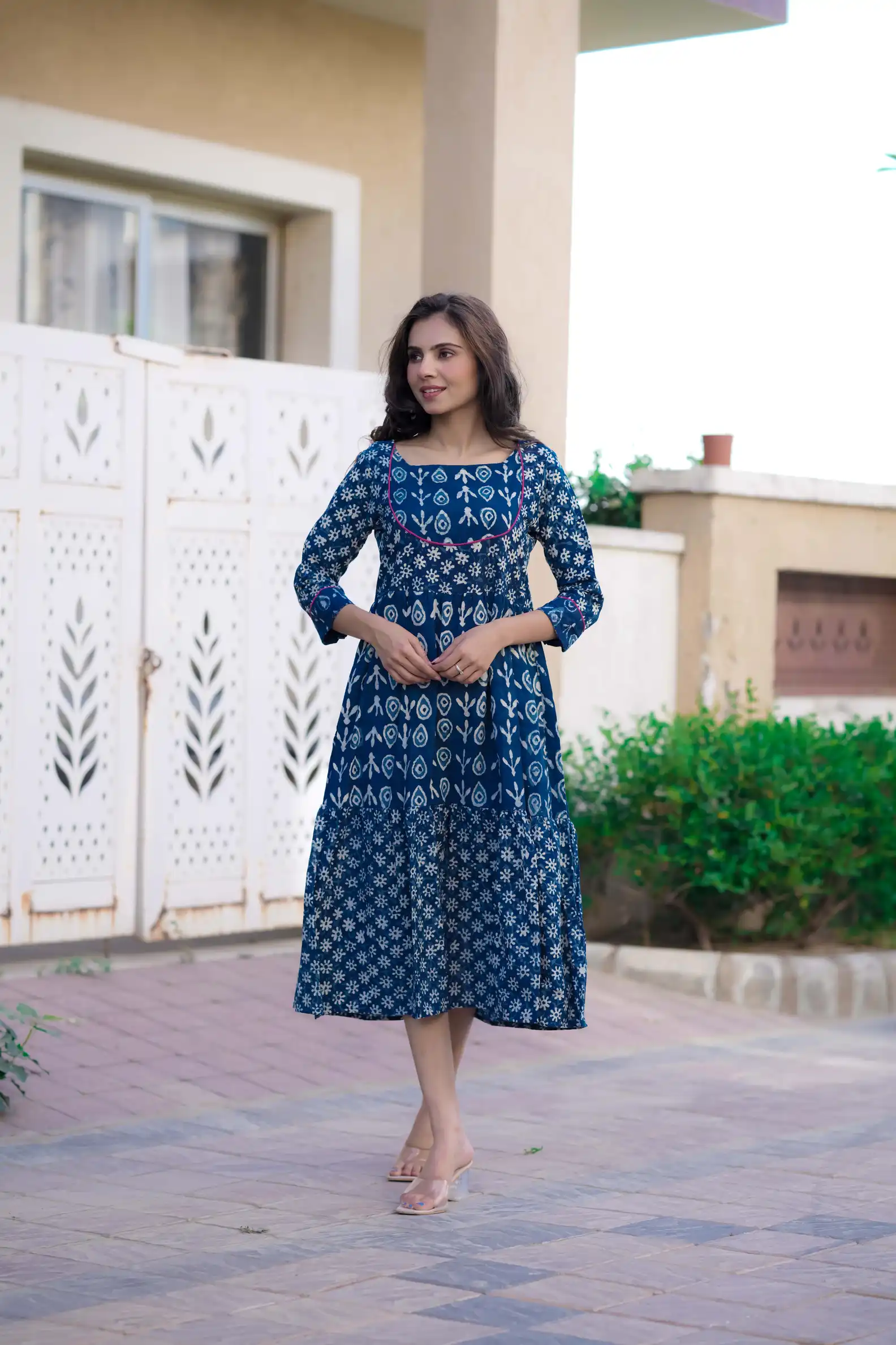 Indigo Bagru Print Cotton Kurti ( Tunic )