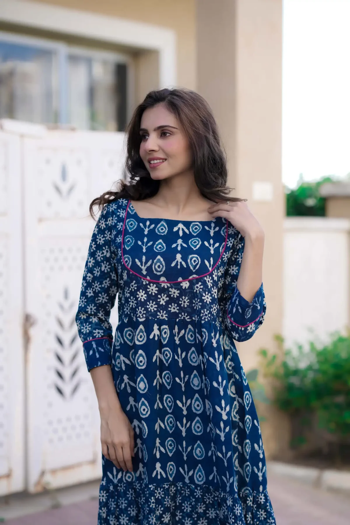 Indigo Bagru Print Cotton Kurti ( Tunic ) - Image 2