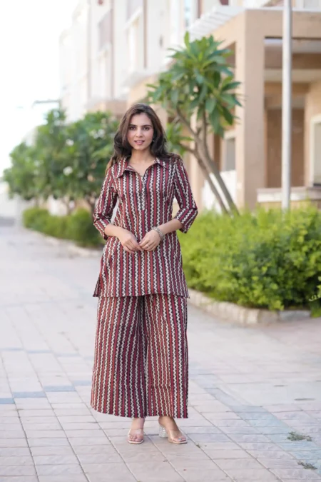 Traditional Bagru Print Cotton Kurti Plaazo
