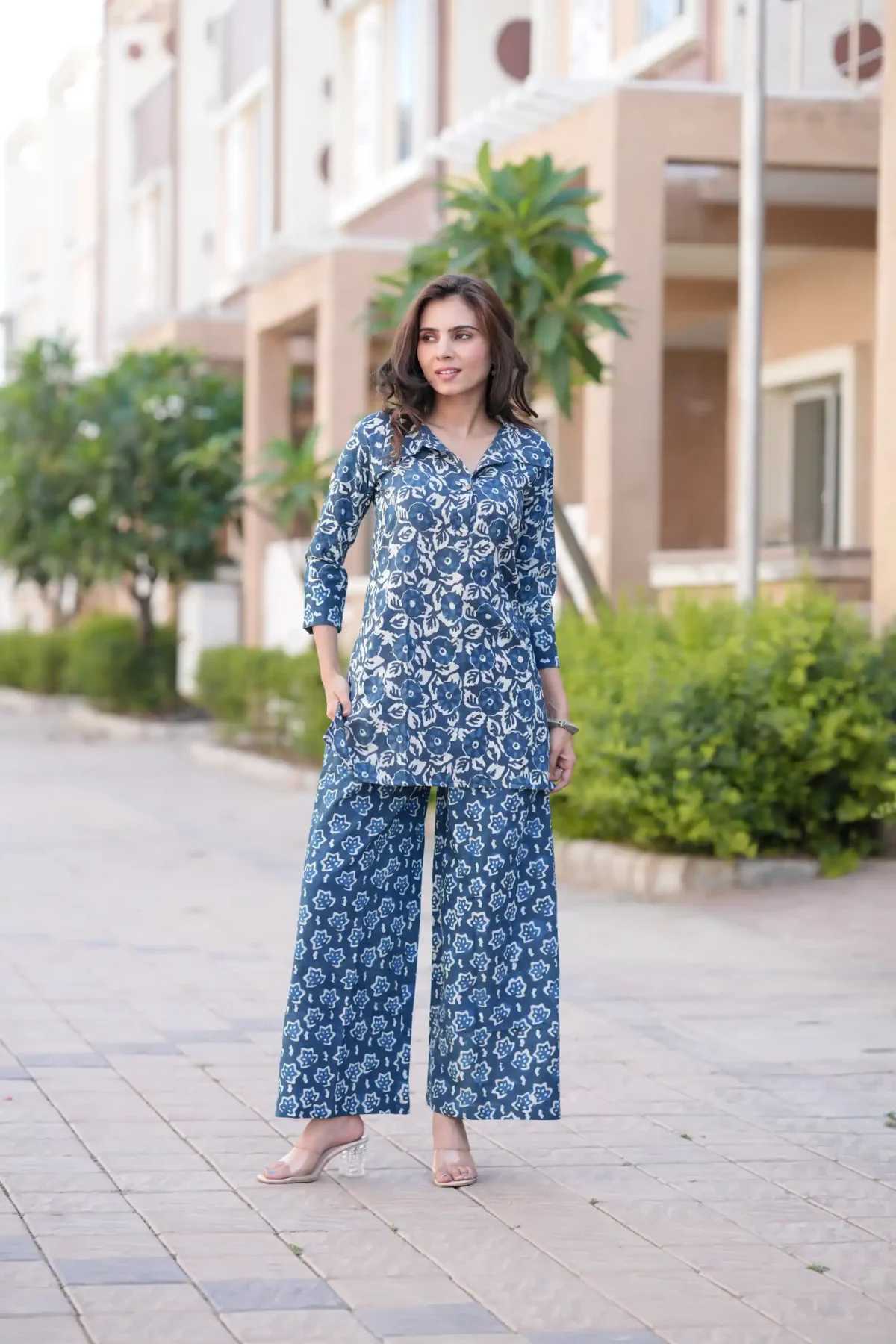 Indigo Kashish Bagru Print Cotton Kurti Plaazo