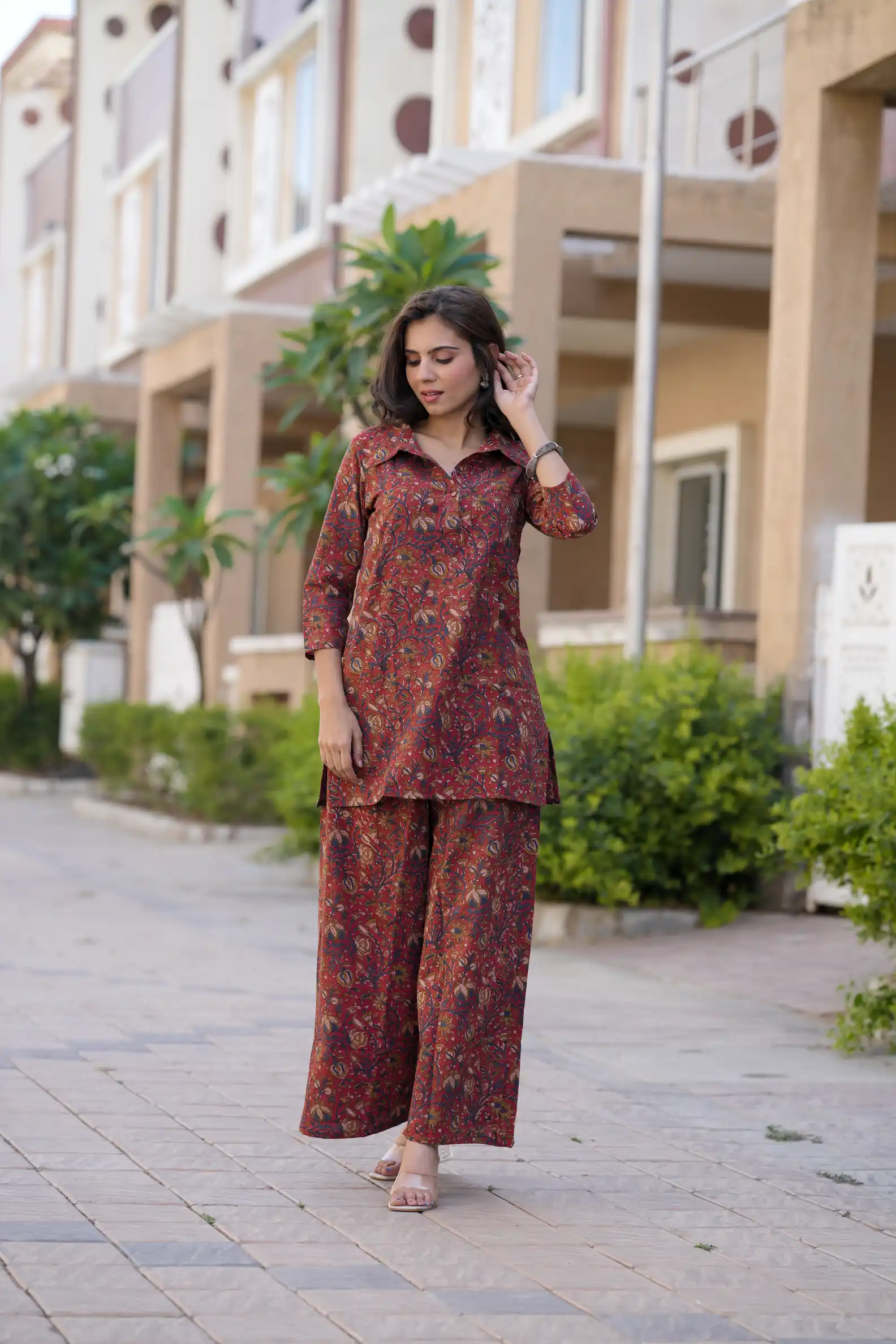 Kalamkari Bagru Print Cotton Kurti Plaazo