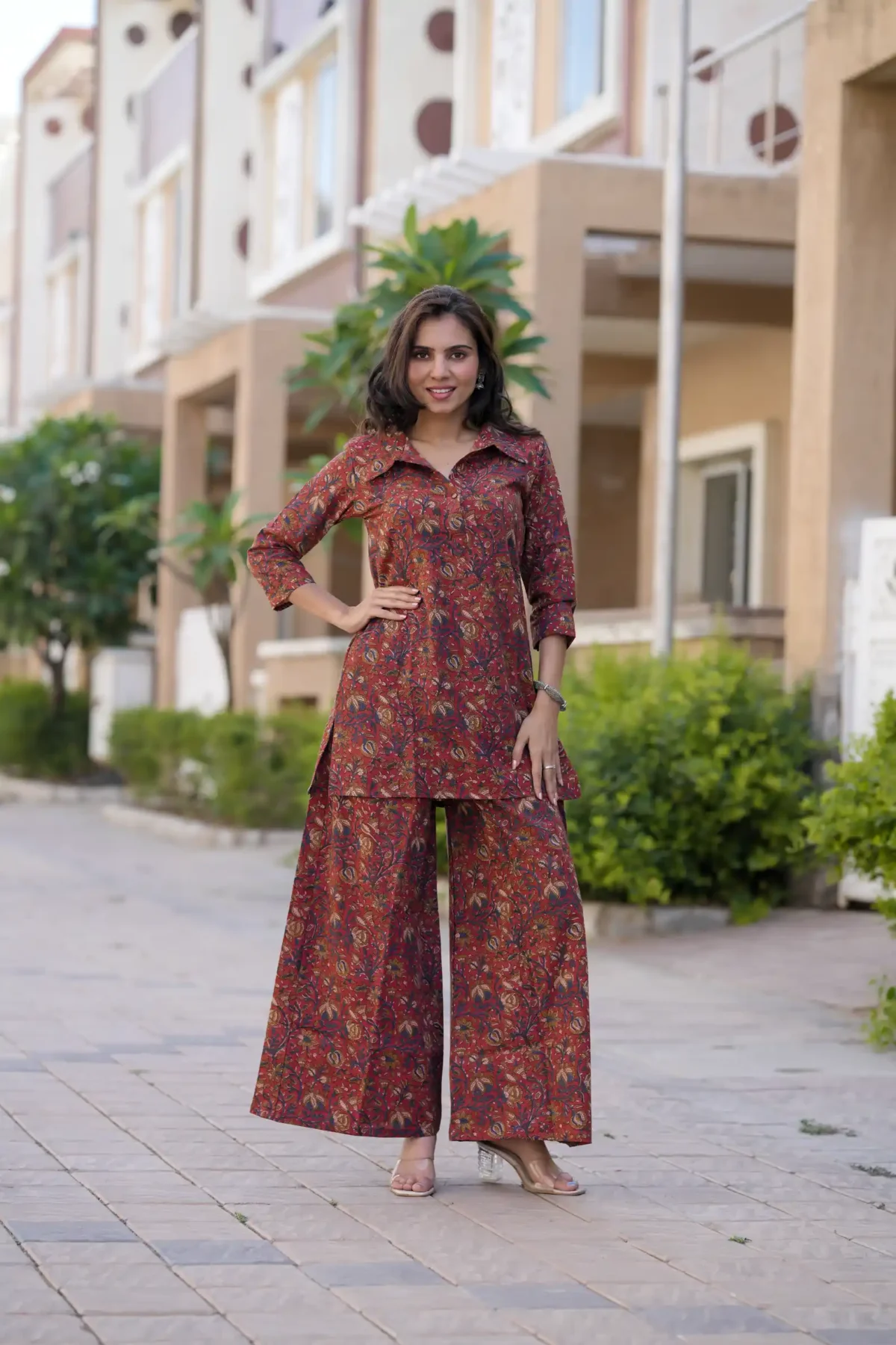 Kalamkari Bagru Print Cotton Kurti Plaazo - Image 3